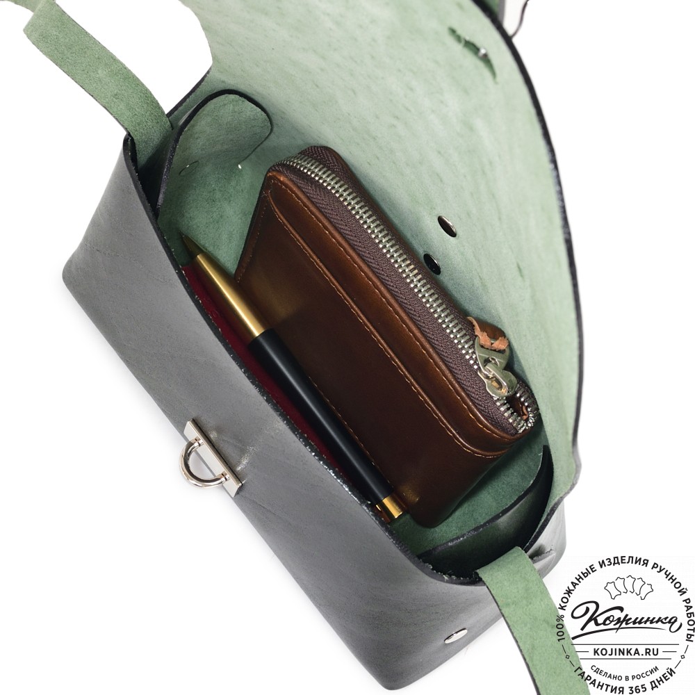 Женская кожаная сумка "Милла макси" (зеленая глянец)