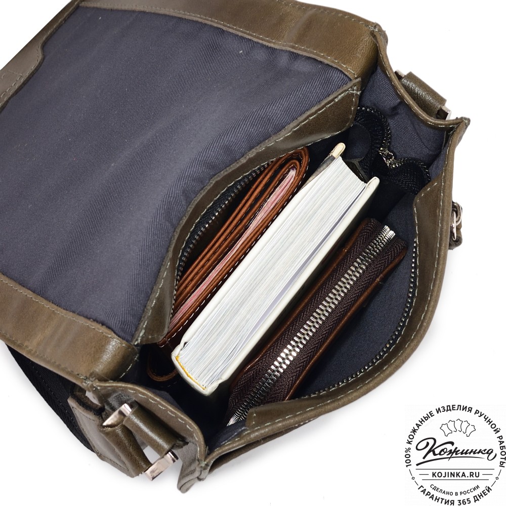 Мужская кожаная сумка "Таллин" (олива)