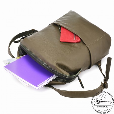  Кожаный рюкзак "Аргентум" (олива) 