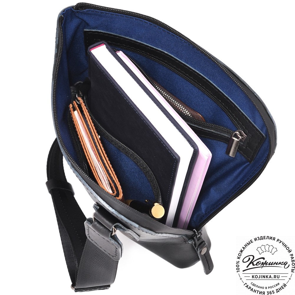  Кожаная сумка "Родос" (черная) 