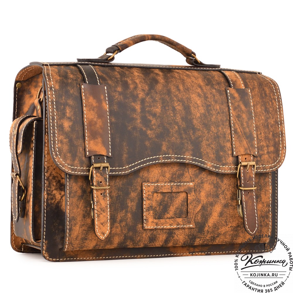 Кожаный портфель-кофр "Адъютант" (коричневое старение)