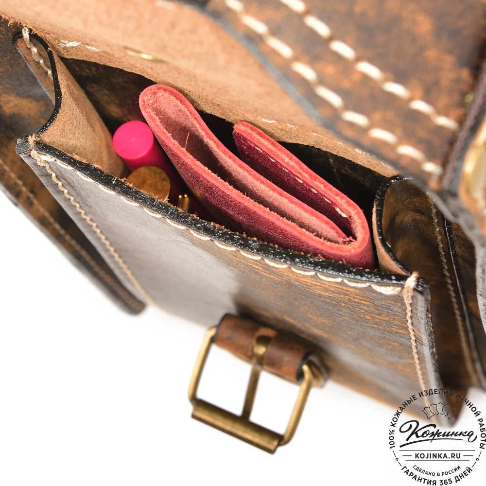 Кожаный портфель-кофр "Адъютант" (коричневое старение)