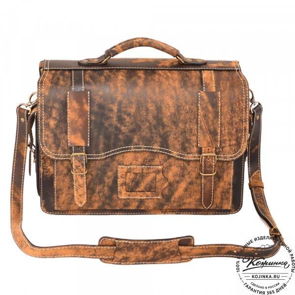 Кожаный портфель-кофр "Адъютант" (коричневое старение). фото 1