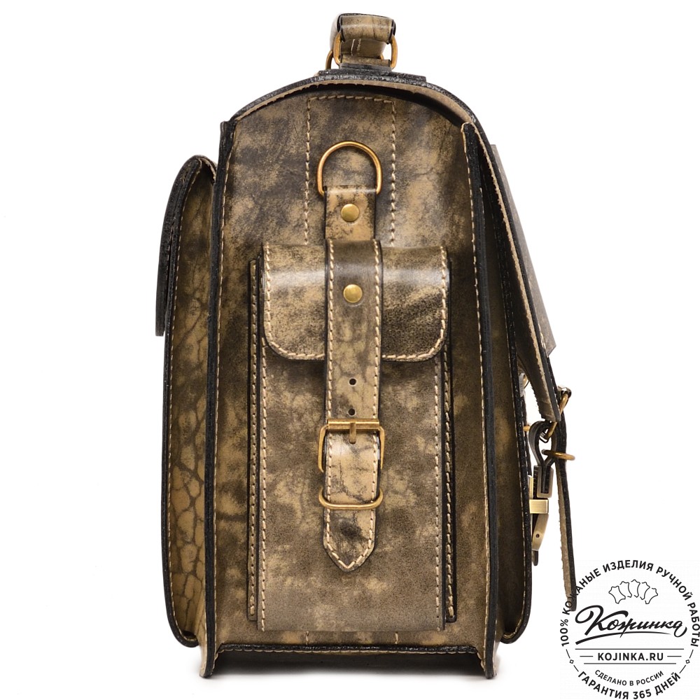 Кожаный портфель-кофр "Адъютант" (пепел глянец) 