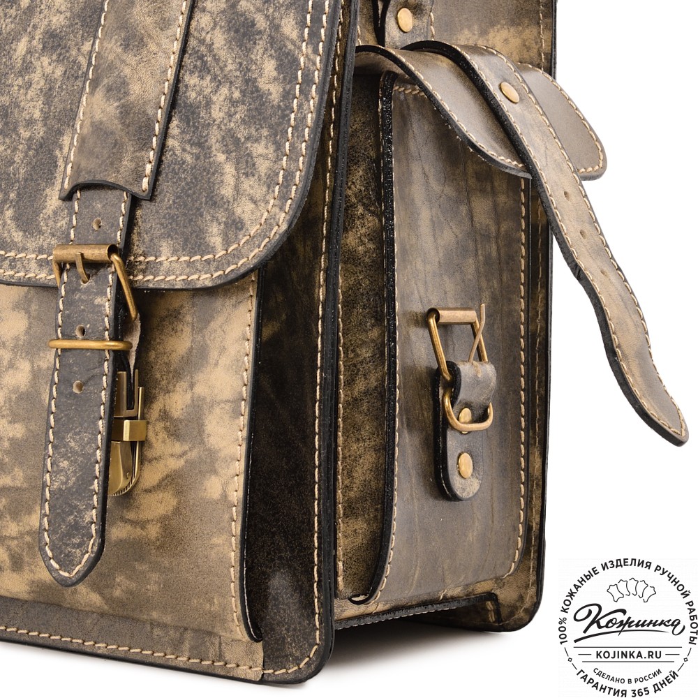 Кожаный портфель-кофр "Адъютант" (пепел глянец) 