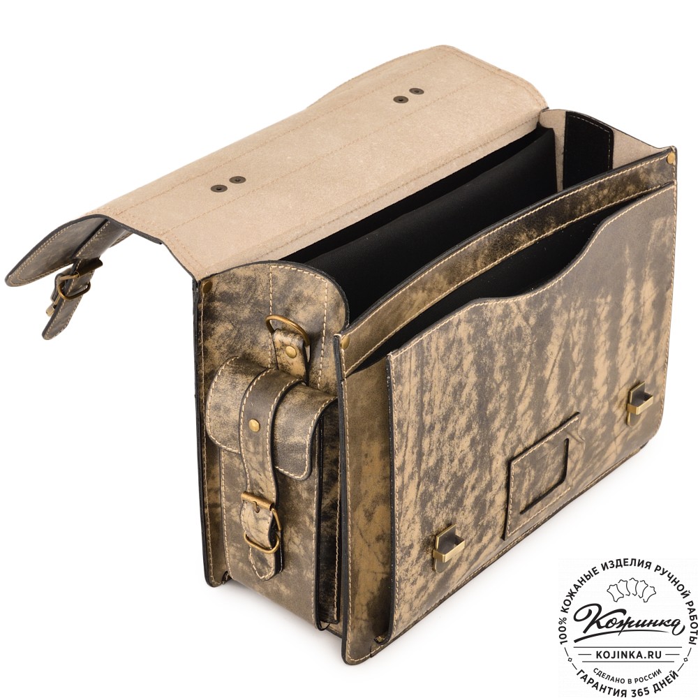 Кожаный портфель-кофр "Адъютант" (пепел глянец) 