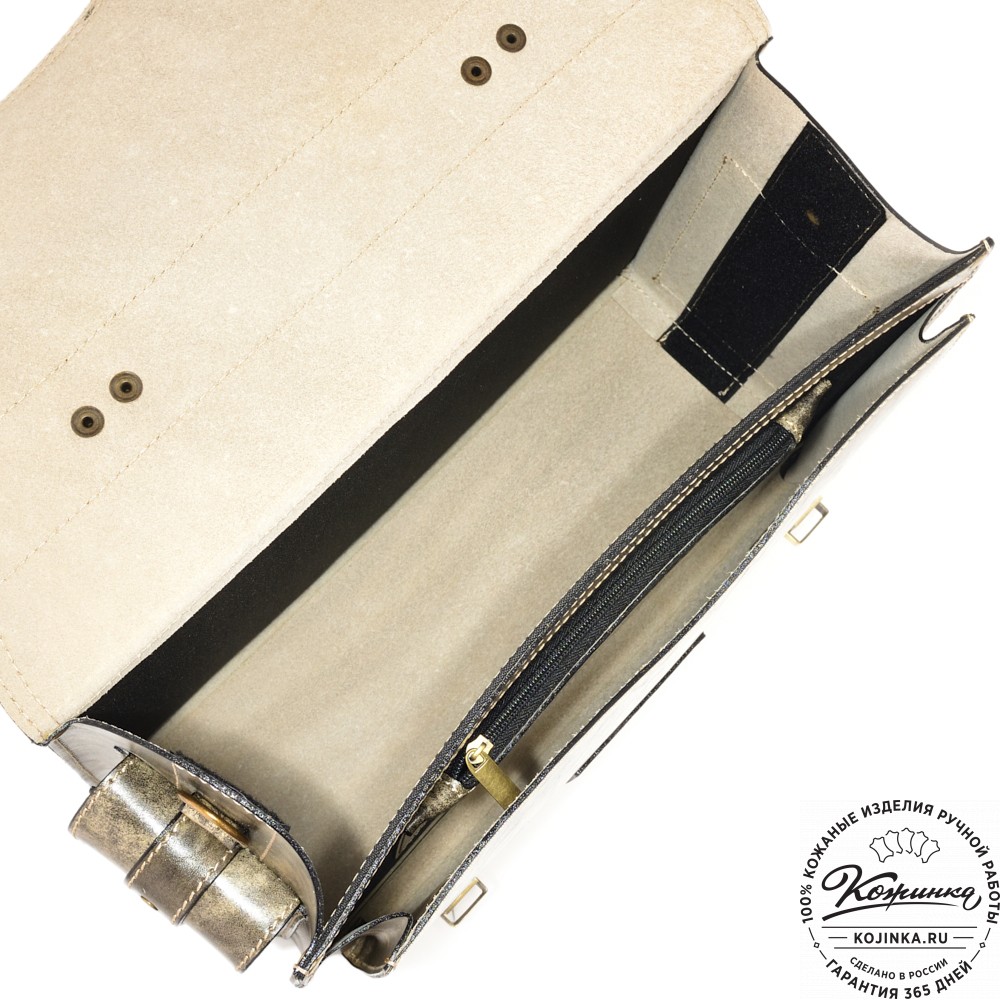 Кожаный портфель-кофр "Адъютант" (пепел глянец) 