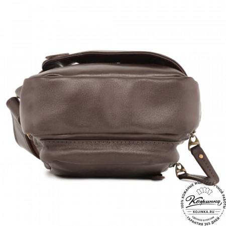  Кожаная сумка на грудь "Аполлон" (коричневая гладкая кожа)
