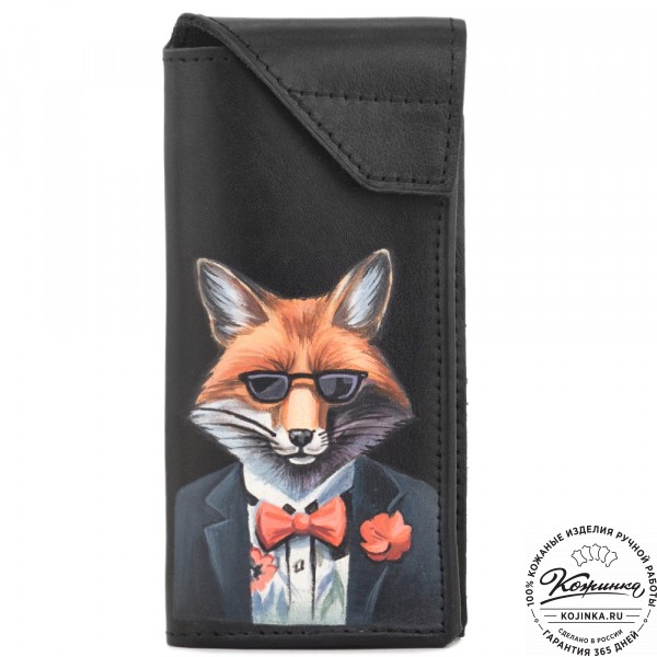 Кожаный футляр для очков "Марокко" "Лис в очках". фото 1
