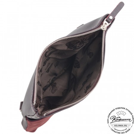 Кожаный клатч "Молли" с отделкой велюр (бордо) 