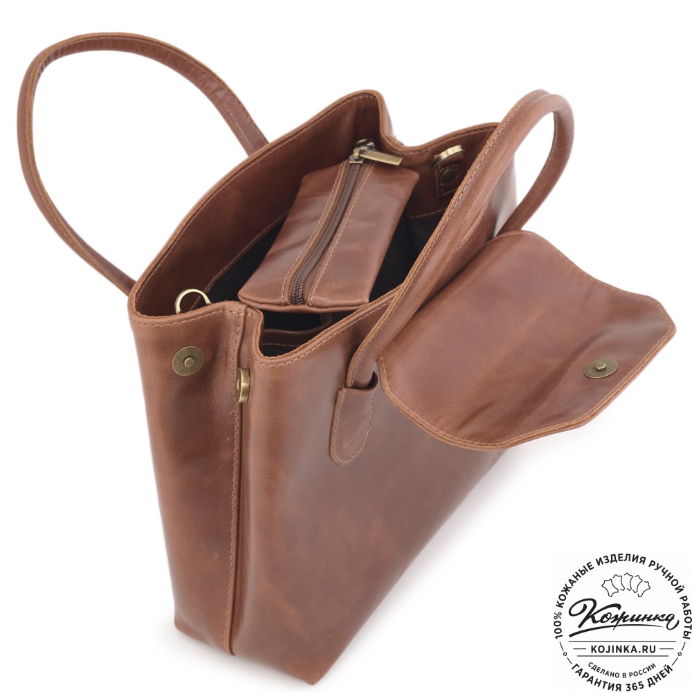 Женская кожаная сумка "Ванесса" (коньяк глянец)