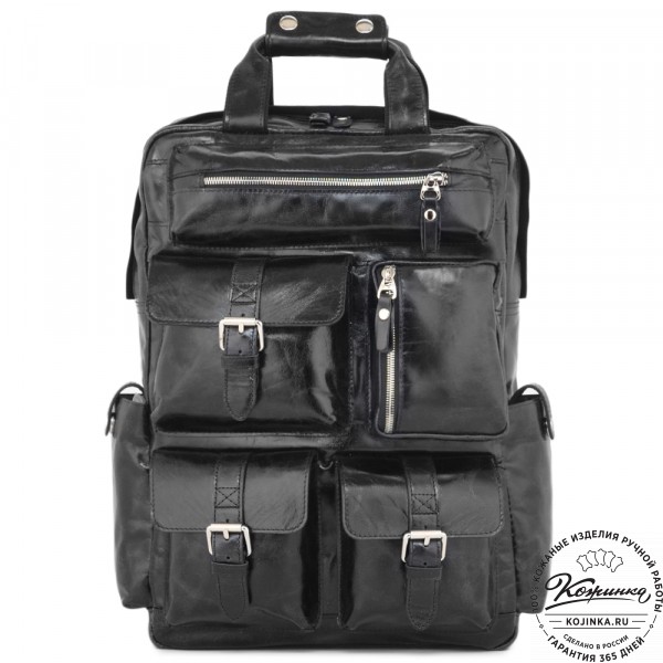 Кожаный рюкзак "Вассерман" (черный антик). фото 1
