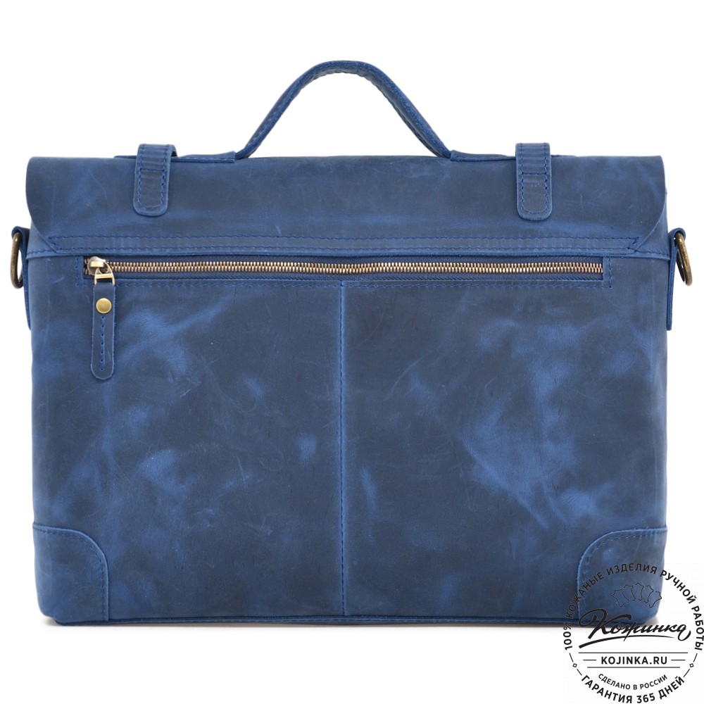  Кожаный портфель "Англетер" (синий крейзи) 