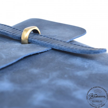  Кожаный портфель "Англетер" (синий крейзи) 