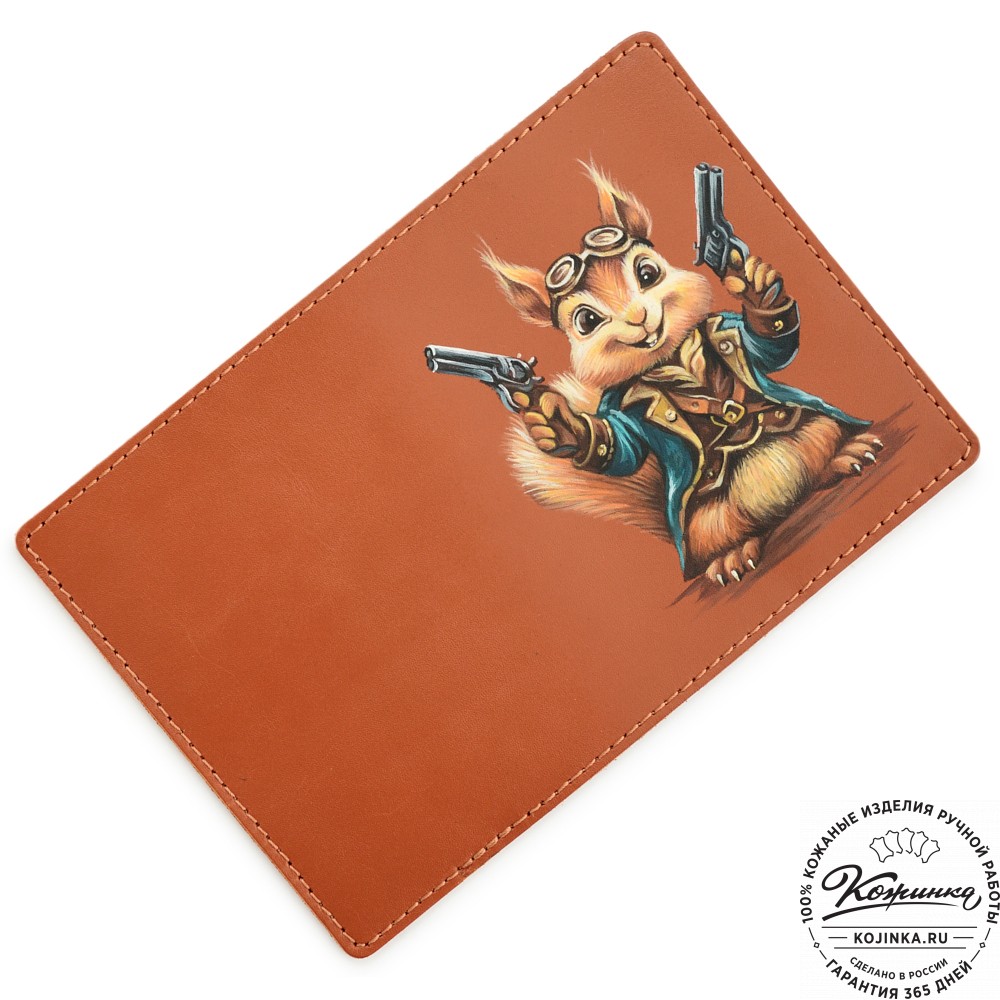  Кожаная обложка на паспорт "Будапешт" "Белка"