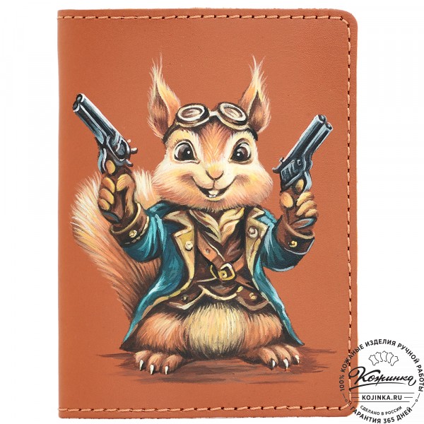  Кожаная обложка на паспорт "Будапешт" "Белка". фото 1
