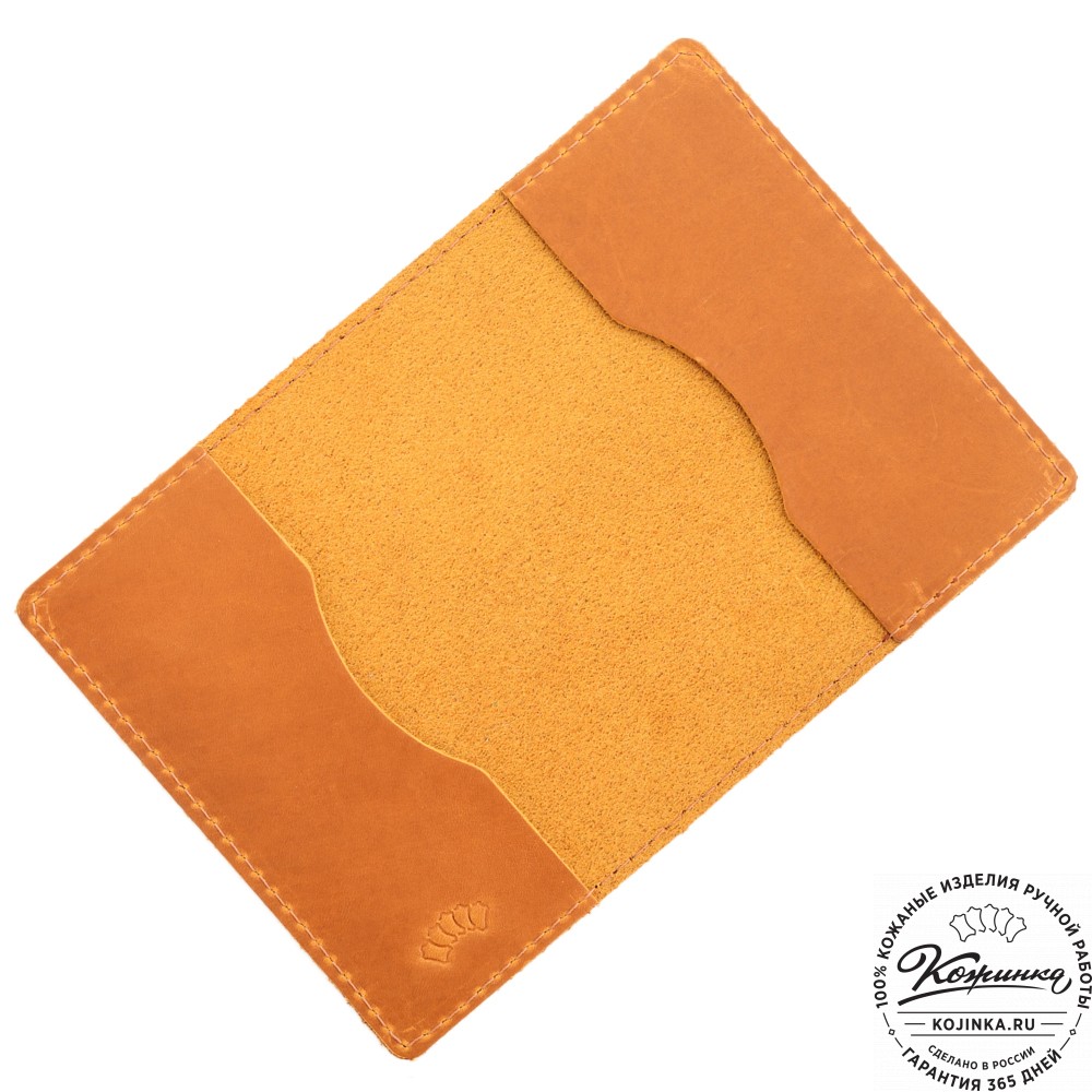  Кожаная обложка на паспорт "Будапешт" (рыжий крейзи)