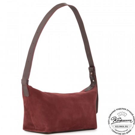 Женская кожаная сумка "Тойс" велюр (бордо)
