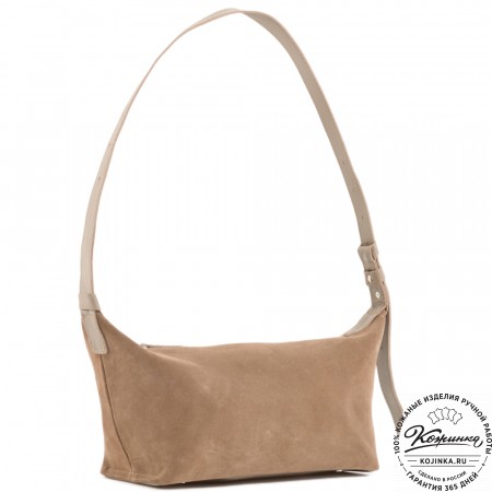 Женская кожаная сумка "Тойс" велюр (капучино)