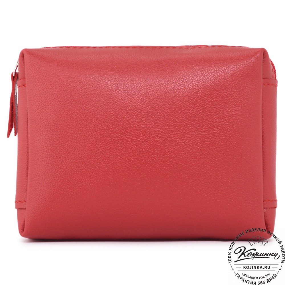 Кожаная косметичка "Прима" (красная)