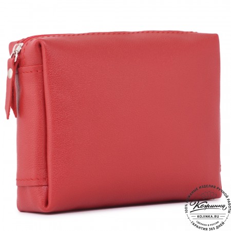 Кожаная косметичка "Прима" (красная)