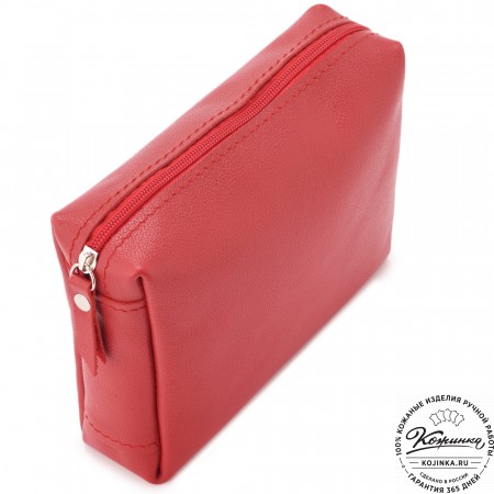 Кожаная косметичка "Прима" (красная)