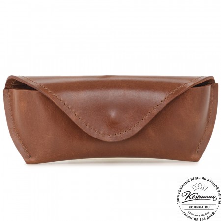 Кожаный футляр для очков из мягкой кожи (глянец рыжий)