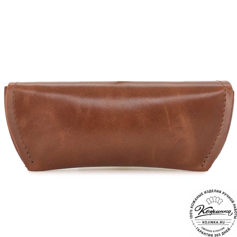 Кожаный футляр для очков из мягкой кожи (глянец рыжий)