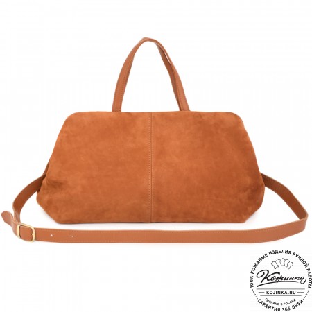 Женская кожаная сумка "Испания" велюр (рыжая)