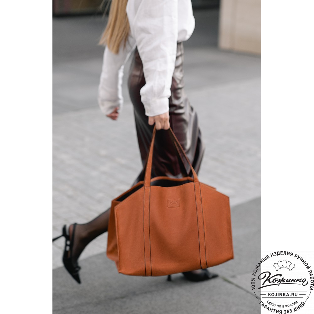 Кожаная шоппер-дровница "Родео" (темно-коричневый крейзи)