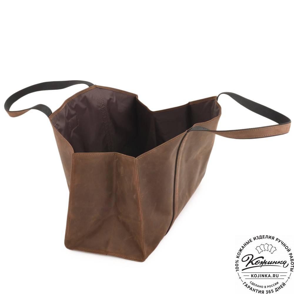Кожаная шоппер-дровница "Родео" (темно-коричневый крейзи)