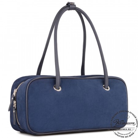Женская кожаная сумка "Тамань" велюр (синий)
