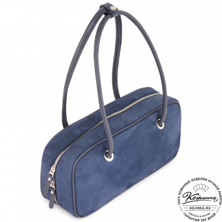 Женская кожаная сумка "Тамань" велюр (синий)