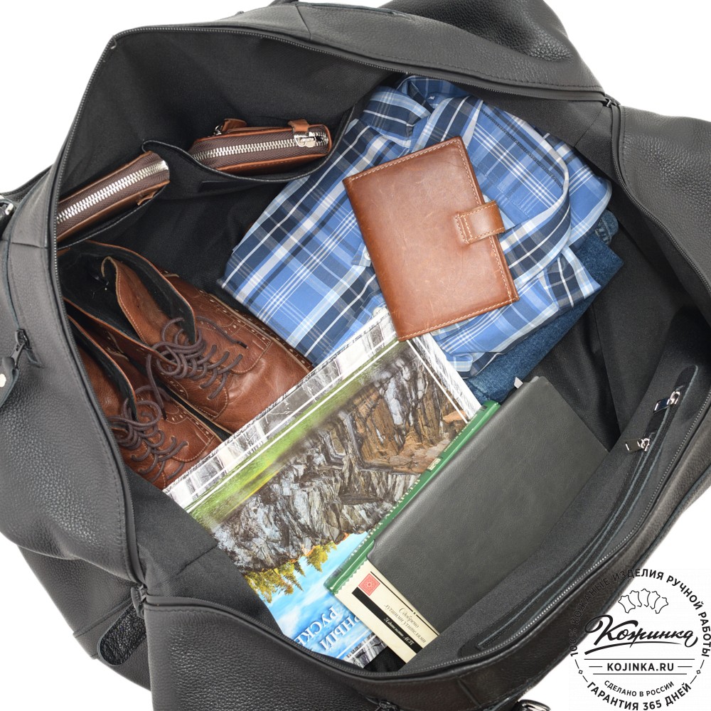 Кожаная дорожно-спортивная сумка "Англия БИГ" (фактура черный)