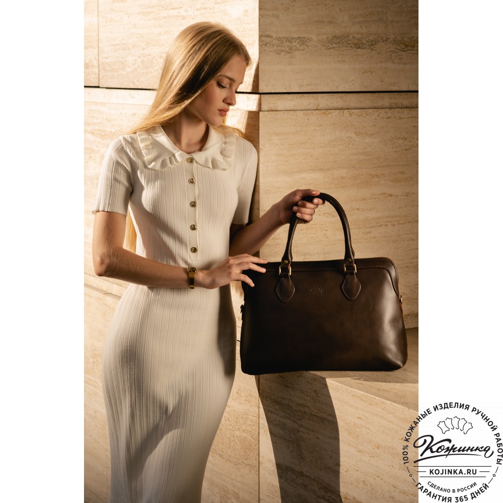 Женская кожаная сумка "Аврора" (коричневая гладкая кожа)