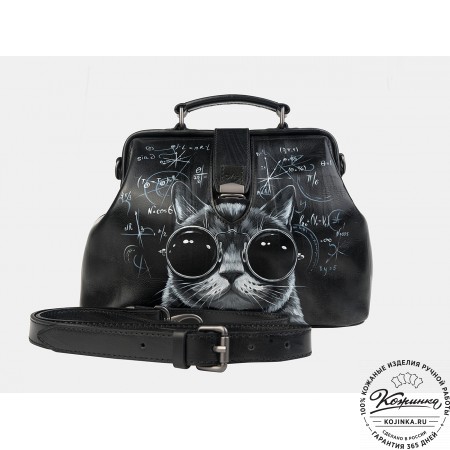 Сумка Фрейм Медиум "Кот в очках" (чёрная)