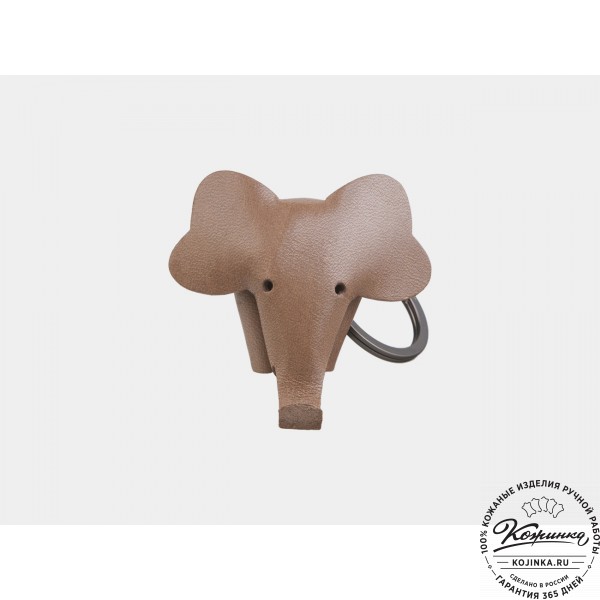 Кожаный брелок "Слоник" (бежевый). фото 1