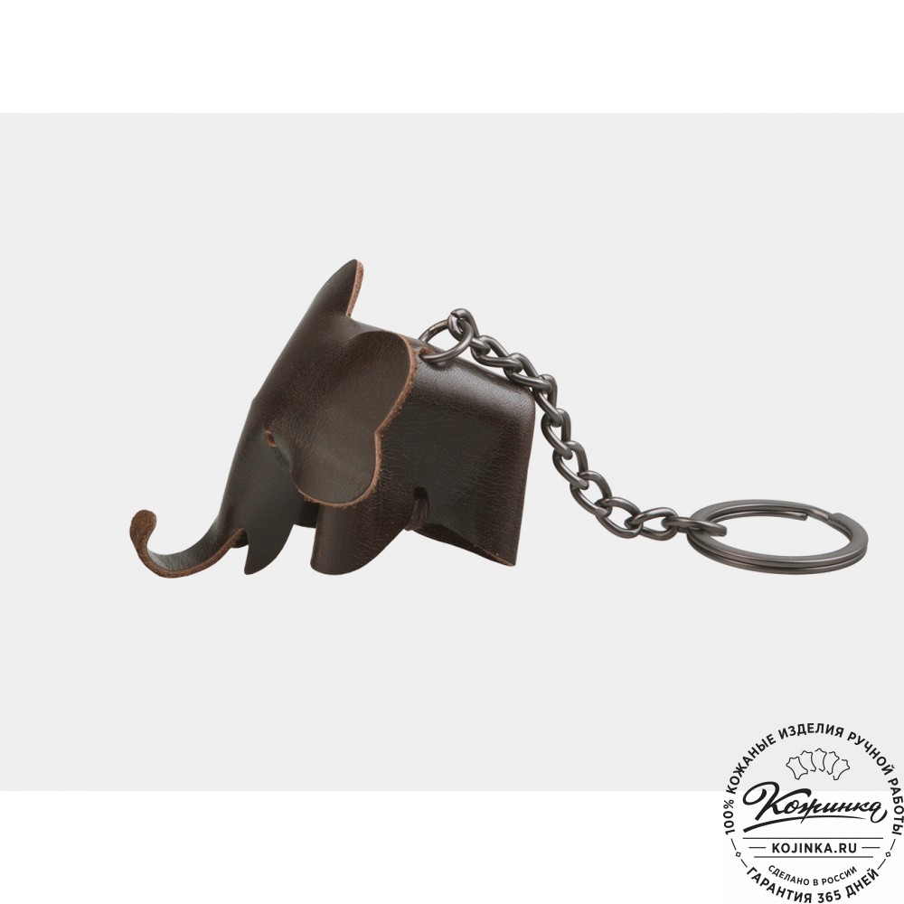 Кожаный брелок "Слоник" (коричневый)