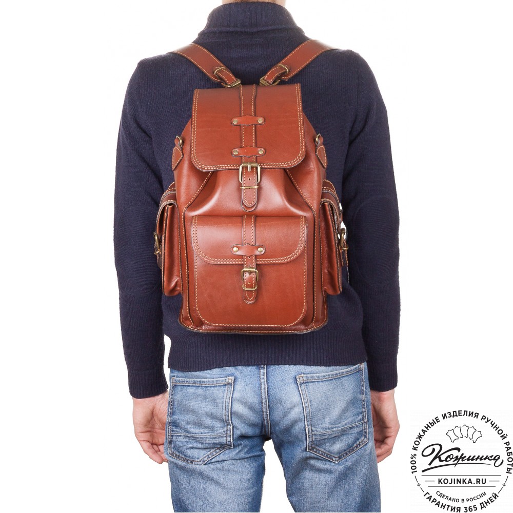 Кожаный рюкзак "Патриот" (коричневый)