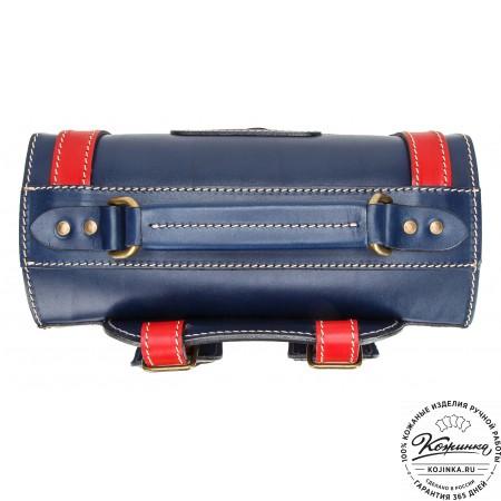 Кожаный ранец-портфель "Джон" (синий с красным)