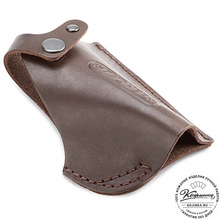 Кожаная поясная кобура  для пистолета "Пионер" (тёмно-коричневая)