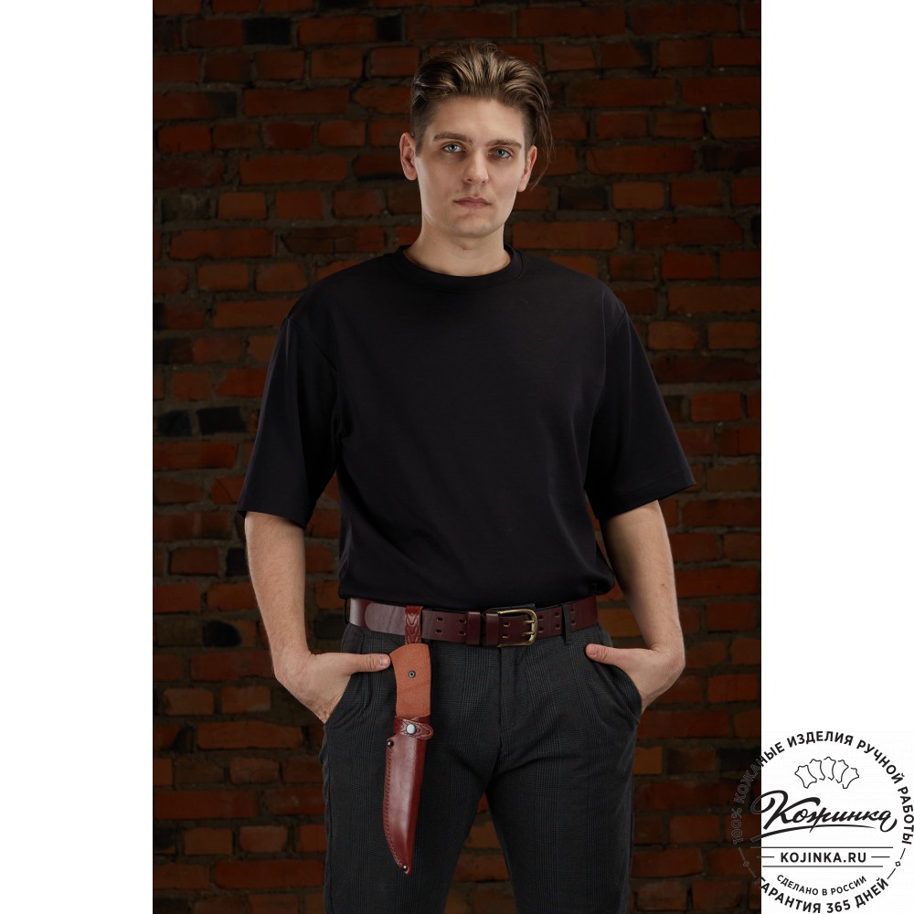 Кожаные ножны для ножа традиционного типа  с длиной клинка 17 см (коньяк)