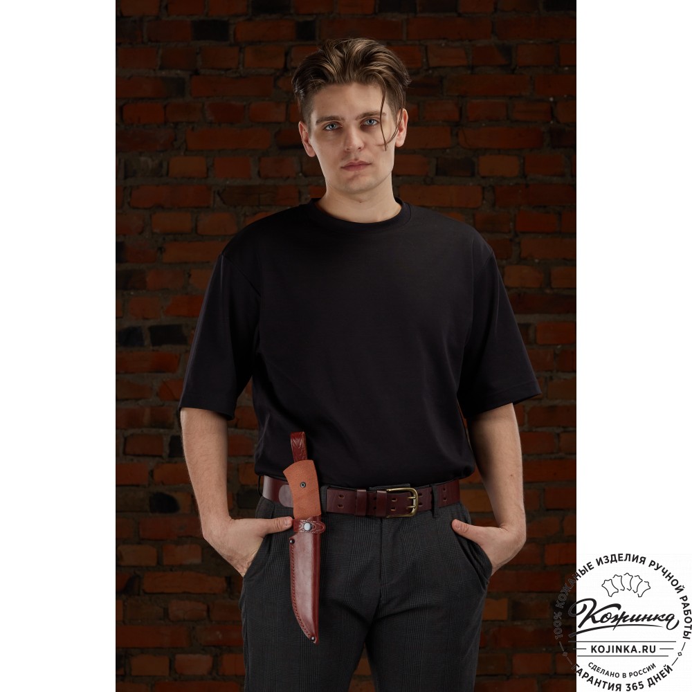 Кожаные ножны для ножа традиционного типа  с длиной клинка 17 см (коньяк)