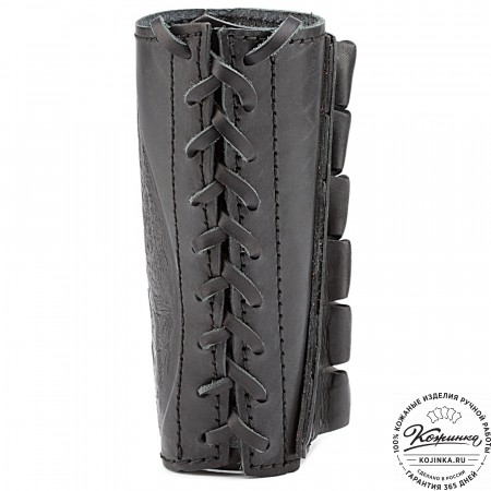 Кожаный патронташ на приклад однорядный - калибр 12,16, 20 (чёрный)