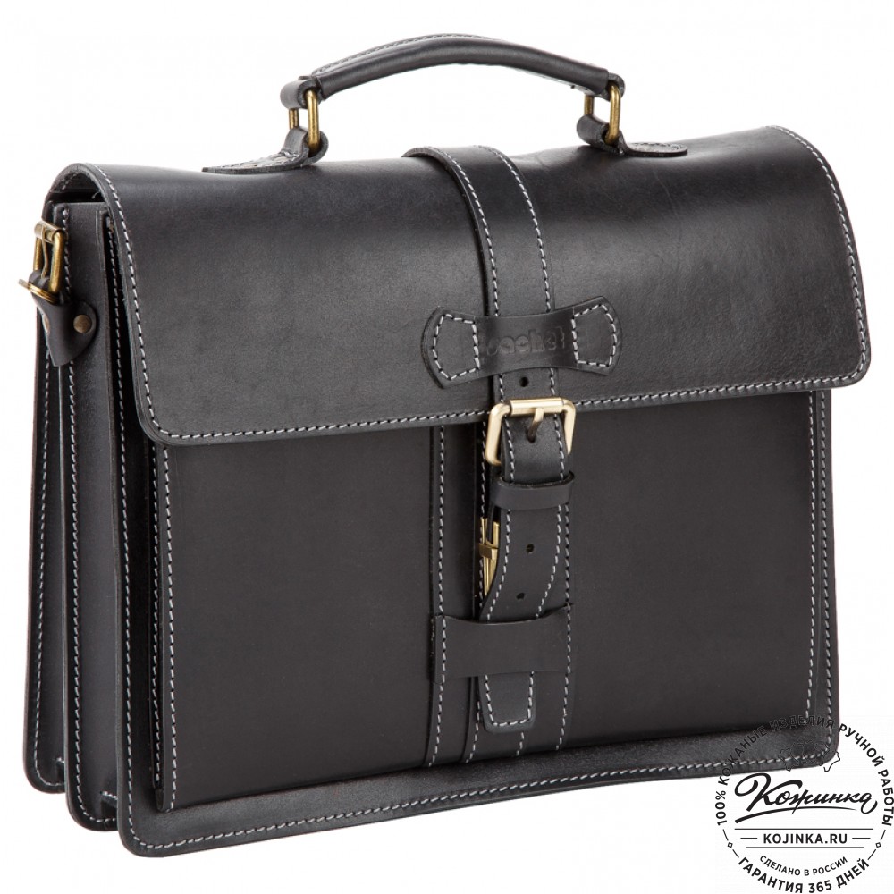 Мужской кожаный портфель "Премьер" (чёрный)
