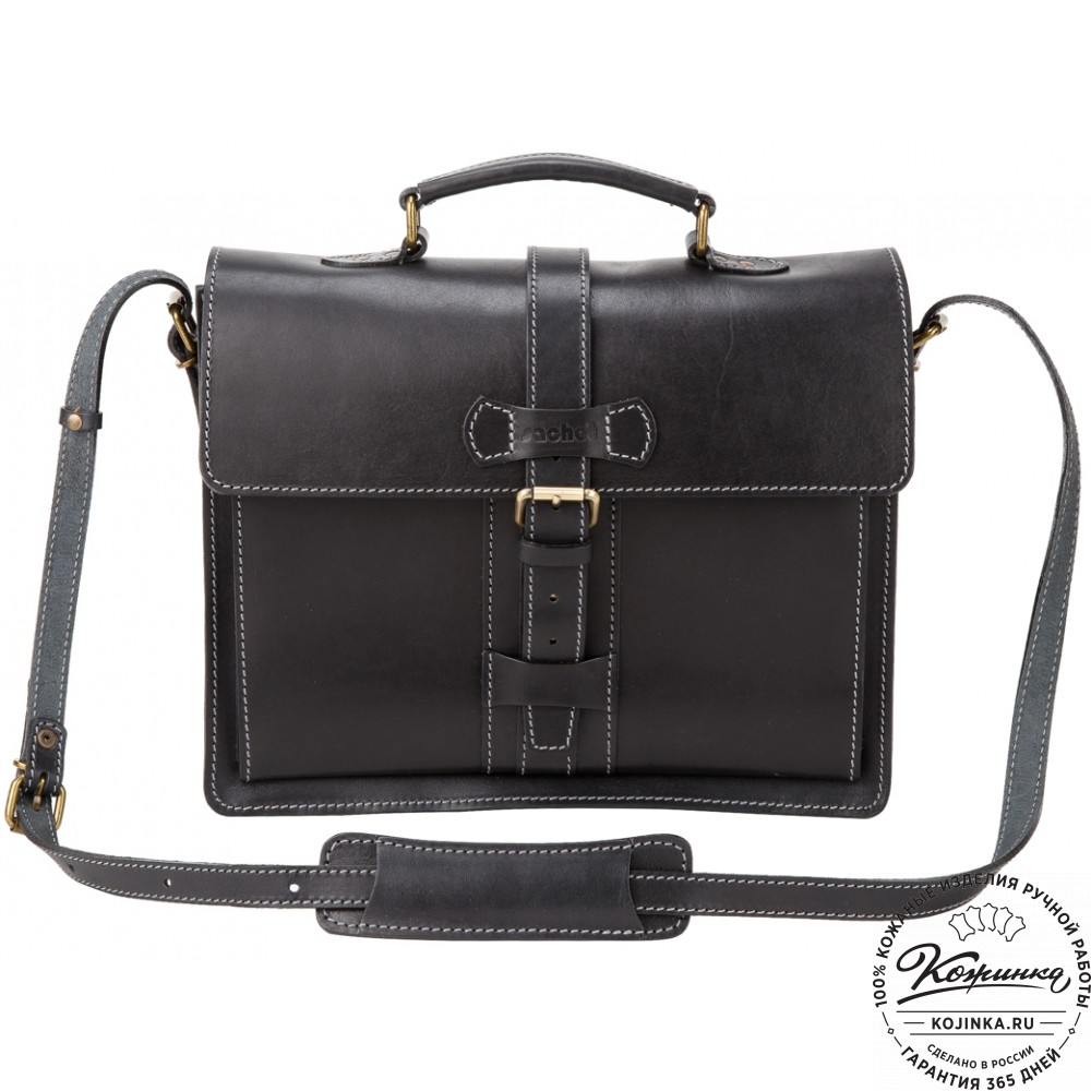 Мужской кожаный портфель "Премьер" (чёрный)