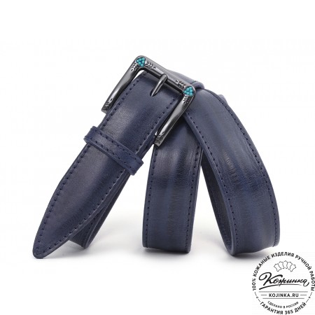 Кожаный ремень "Ирис" (синий)