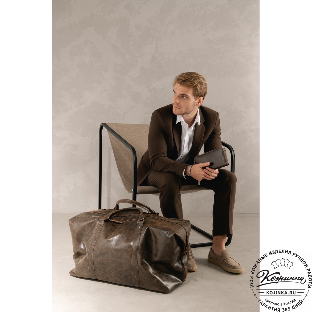 Кожаная дорожно-спортивная сумка "Англия БИГ" (коричневая наппа)