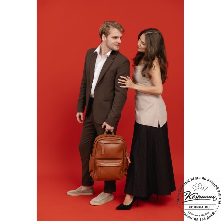 Кожаный рюкзак "Дунай" (рыжий)