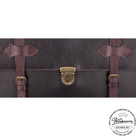 Мужской кожаный портфель "Литтлетон" (чёрный с коричневым)